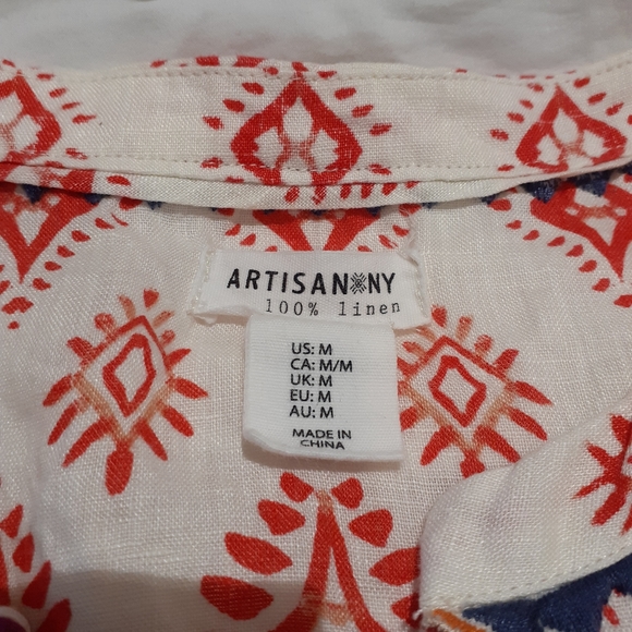 Artisan NY Linen Boho Top M - Picture 4 of 6